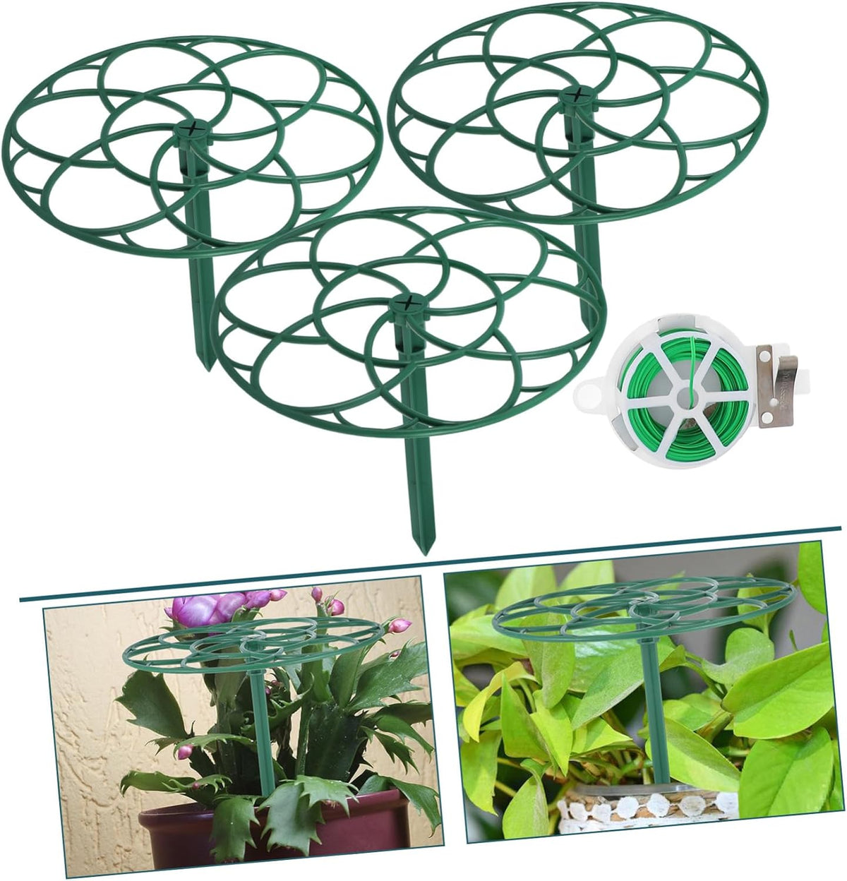 Green PP Plant Support Cage Flower Tower for Tomatoes