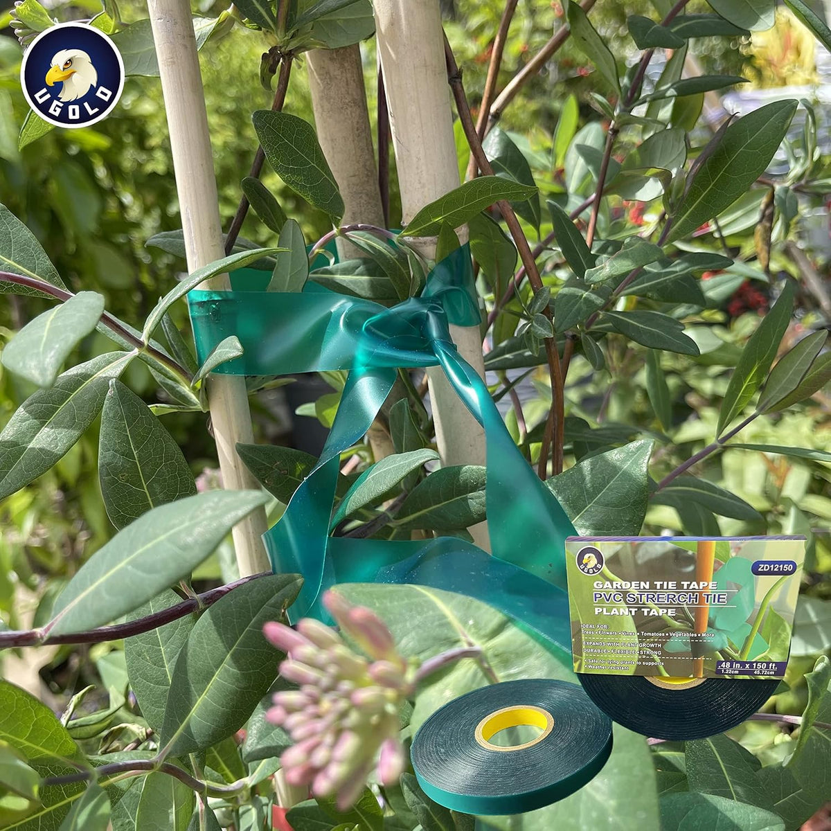 8 mil Extra Thick Heavy Duty 150 Feet x 1/2" Stretch Plant Tie Tape, Garden Tie Tape for Planting and Grafting, Plant Ribbon for Tomatoes, Grapes and Trees, Tree Tape, Garden Stake for Vinyard