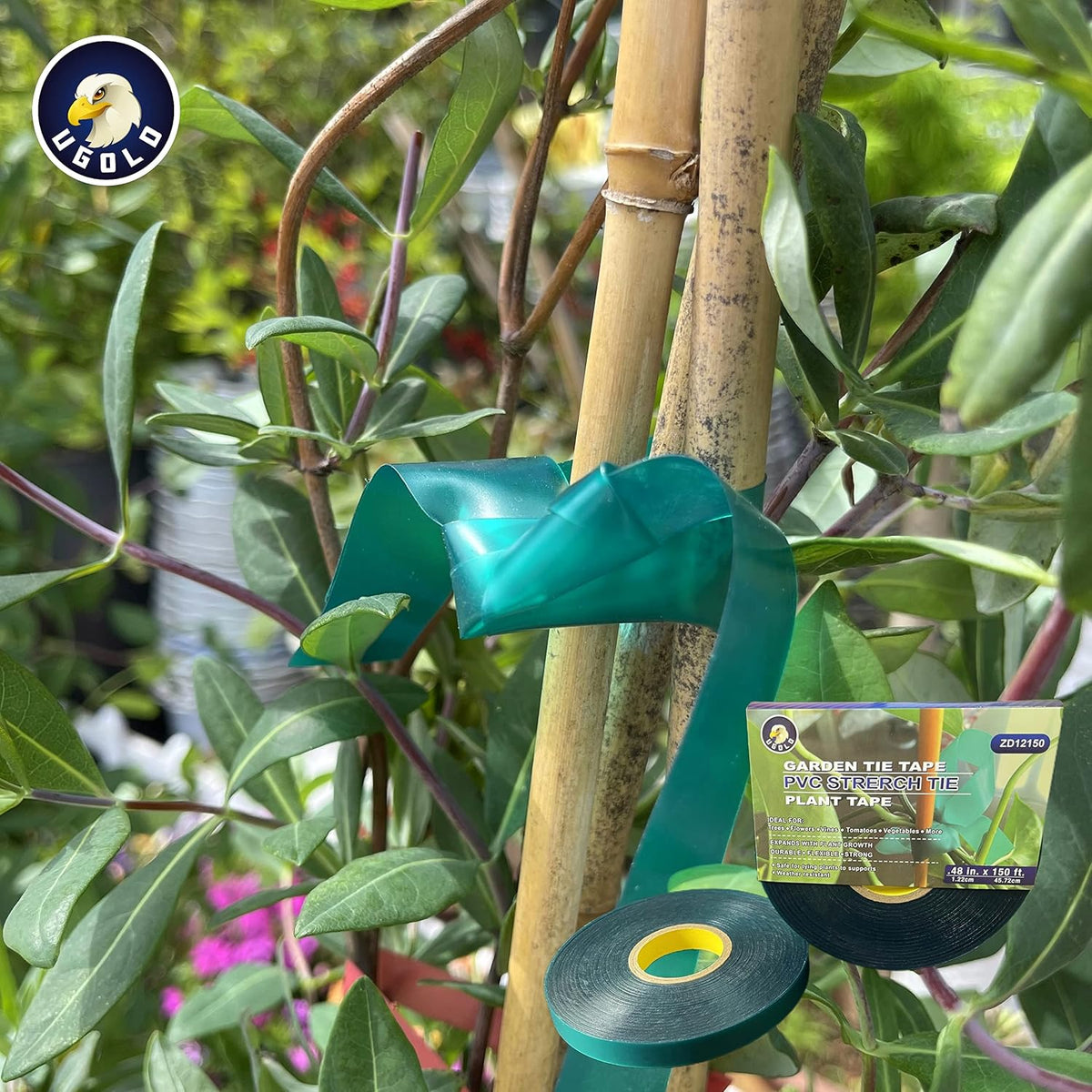 8 mil Extra Thick Heavy Duty 150 Feet x 1/2" Stretch Plant Tie Tape, Garden Tie Tape for Planting and Grafting, Plant Ribbon for Tomatoes, Grapes and Trees, Tree Tape, Garden Stake for Vinyard