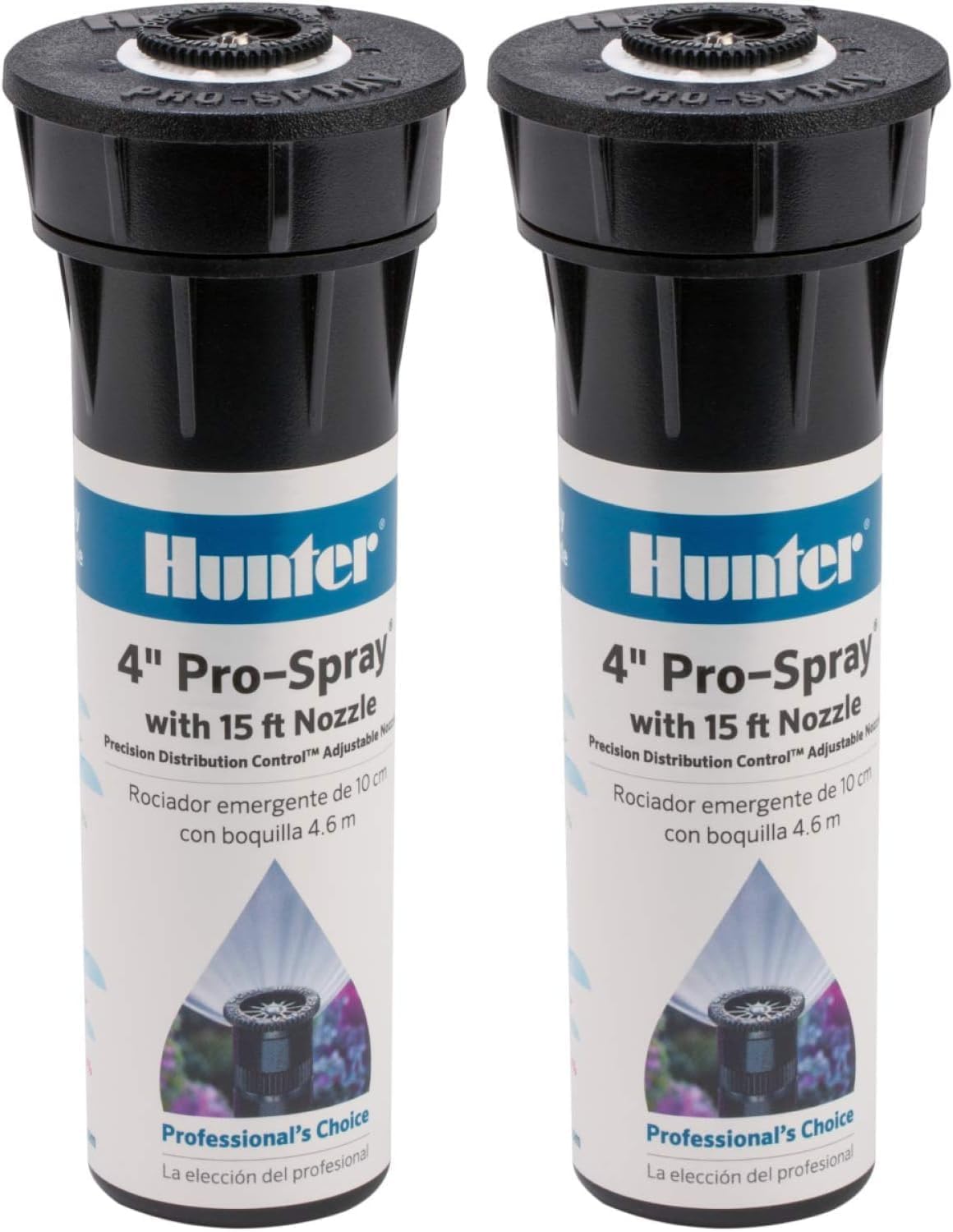 Hunter Pro 4" Pop Up Sprinkler Head, Adjustable 0°–360° Spray Pattern, 8'–15' Coverage, In-Ground Lawn Irrigation System, Sprinkler Head for Yard and Garden