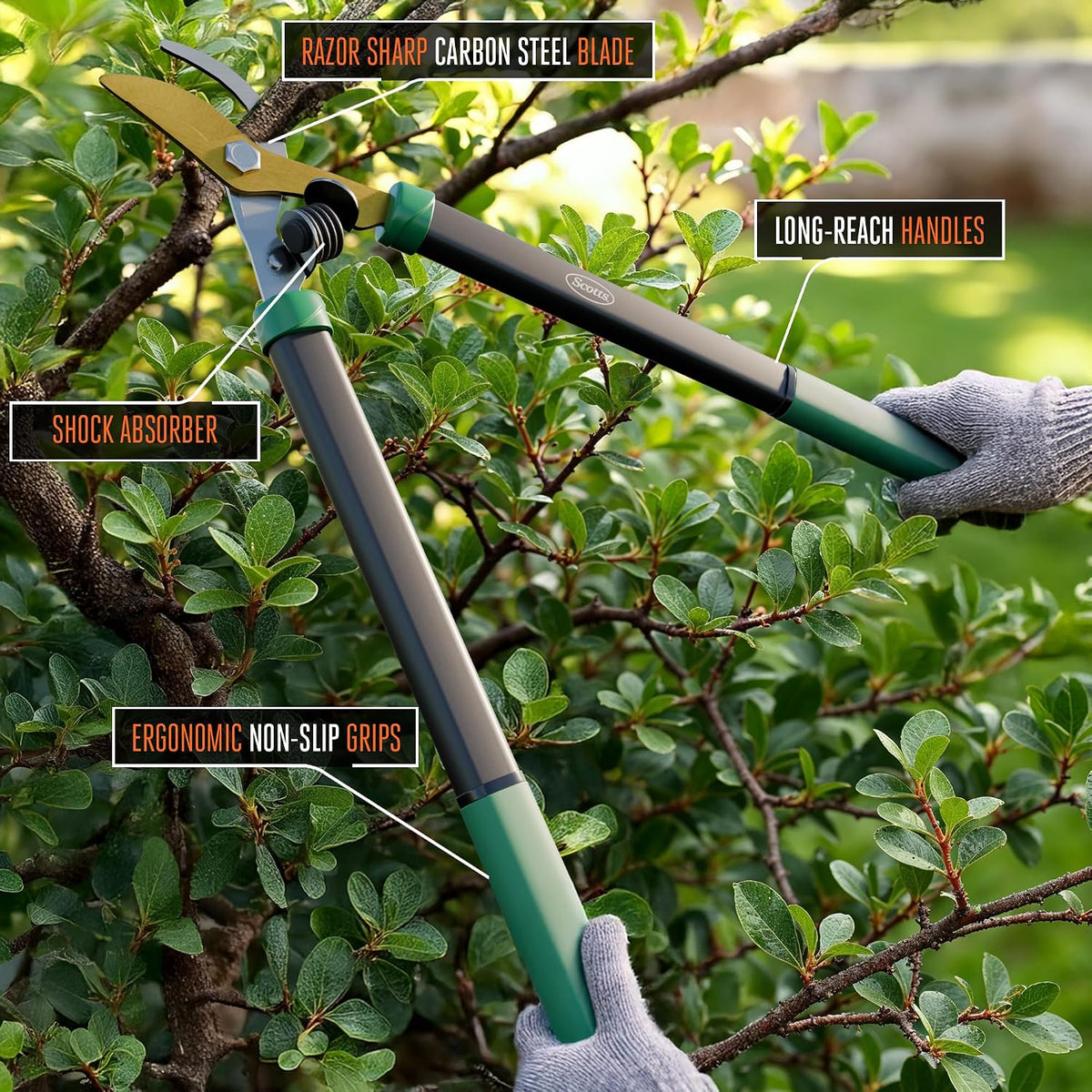 21 in. Anvil Lopper – Heavy-Duty Branch Cutter with Teflon-Coated Carbon Steel Blade, 1.5 in. Cutting Capacity, and Comfort Grip Handles, for Dry, Hard, Thick Branches