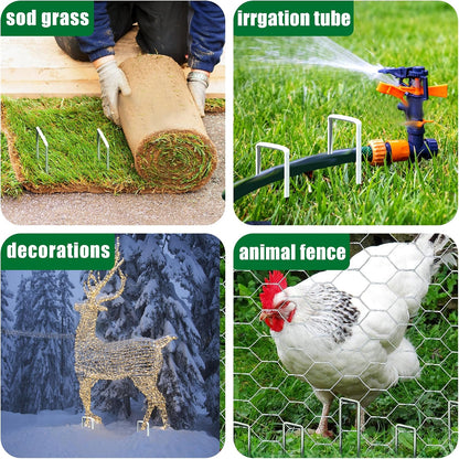 500 PCS Landscape Staples 6 Inch Galvanized Garden Stakes Garden Staples Pins Anti-Rust Ground Stakes for Weed Barrier, Irrigation Hose, Yard Lawn SOD, Landscape Fabric, Decor 6"L x1.2"W 500pcs