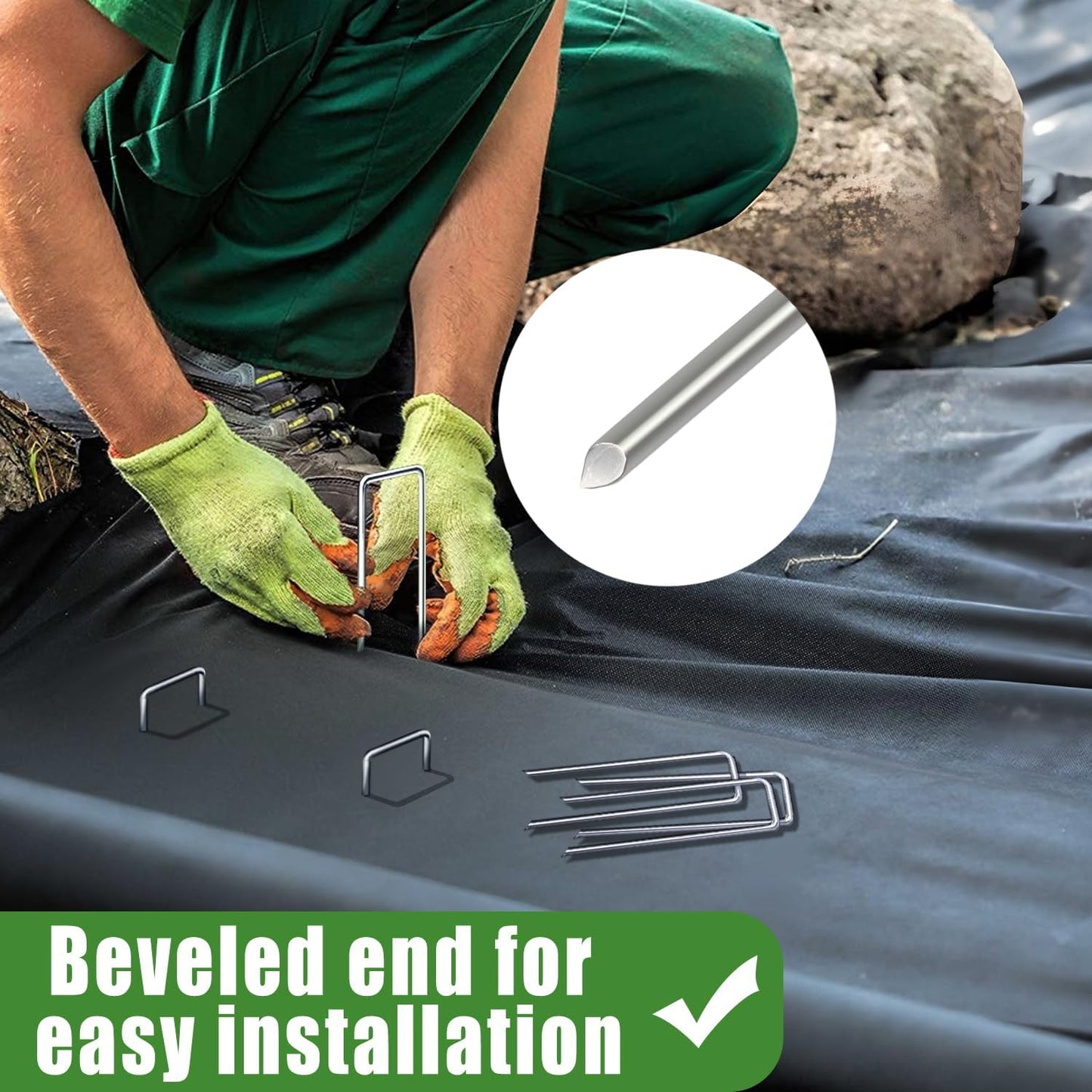 500 PCS Landscape Staples 6 Inch Galvanized Garden Stakes Garden Staples Pins Anti-Rust Ground Stakes for Weed Barrier, Irrigation Hose, Yard Lawn SOD, Landscape Fabric, Decor 6"L x1.2"W 500pcs