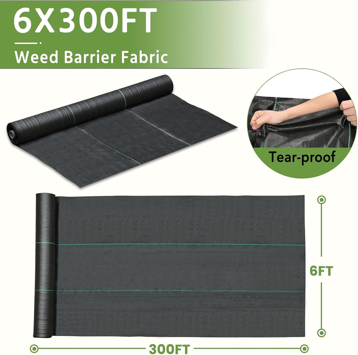 Weed Barrier Fabric 3x300FT Landscape Fabric 3.2oz Weed Barrier Fabric Heavy Duty for Landscaping Fabric Garden Fabric Weed Barrier Weed Blocker Garden Bed Cover, Commercial Driveway