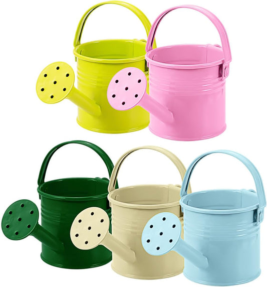 5-Pack Kids Watering Cans Set Mini Garden Watering Pots with Long Spout for Indoor and Outdoor Plants Easy-Grip Handles for Children S Gardening Fun 6.29 X 2.95 X 2.95 Inches