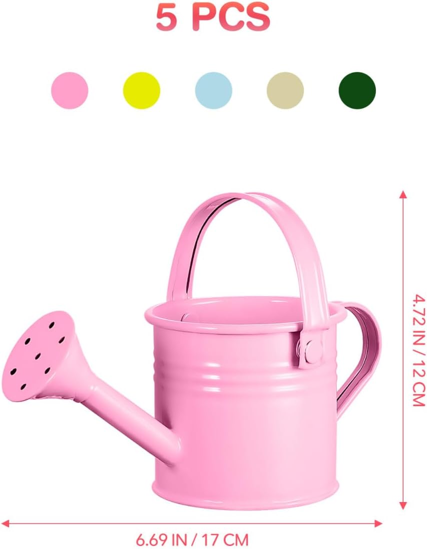 5-Pack Kids Watering Cans Set Mini Garden Watering Pots with Long Spout for Indoor and Outdoor Plants Easy-Grip Handles for Children S Gardening Fun 6.29 X 2.95 X 2.95 Inches