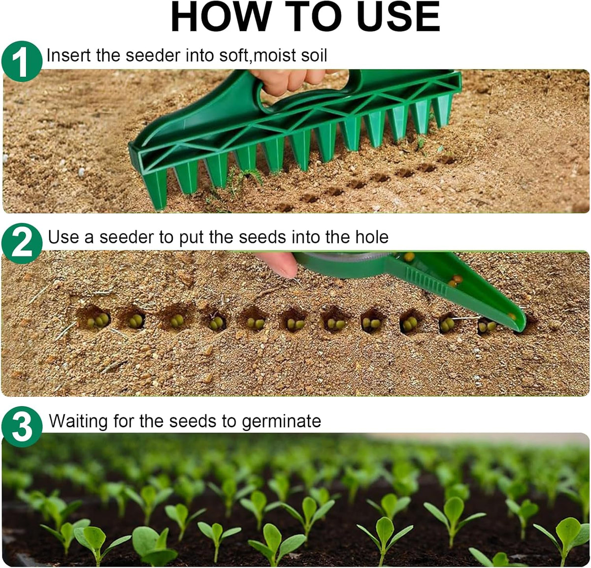 Seed Spreader 4PCS Sowing Seeds Dispenser Set Mini Seed Dispenser for Small Seeds Handheld Seed Planter Tool Seed Dibber Multifunctional Seed Spacer Gardening Tools