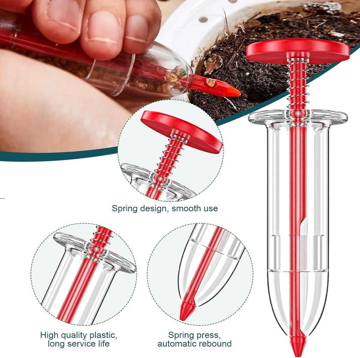 Seed Spreader 4PCS Sowing Seeds Dispenser Set Mini Seed Dispenser for Small Seeds Handheld Seed Planter Tool Seed Dibber Multifunctional Seed Spacer Gardening Tools