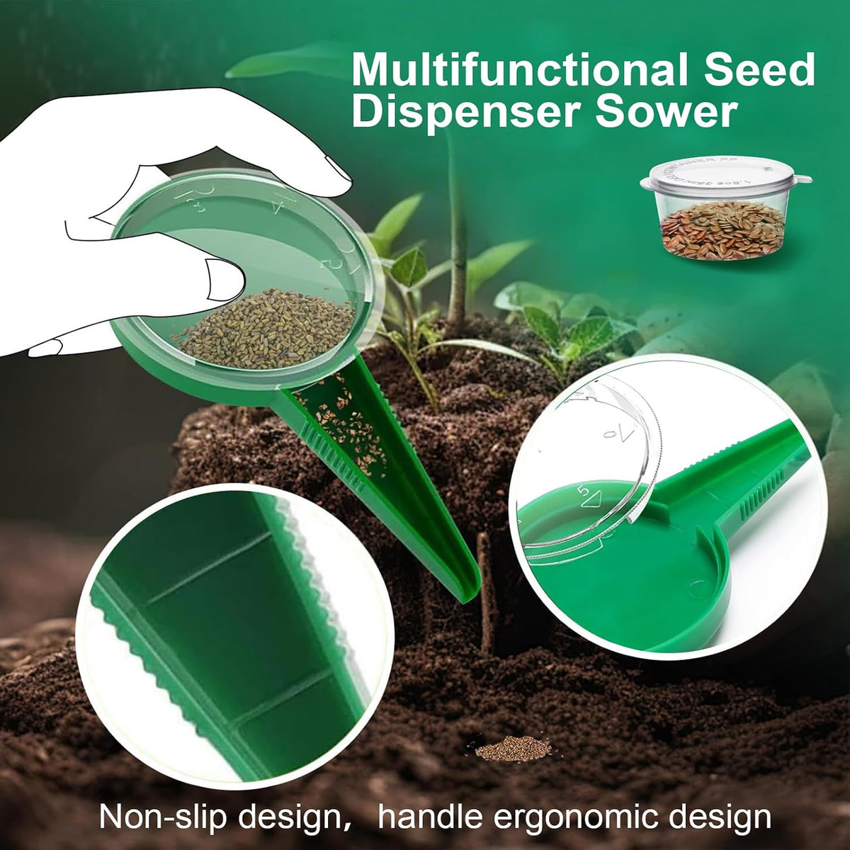 Seed Spreader 4PCS Sowing Seeds Dispenser Set Mini Seed Dispenser for Small Seeds Handheld Seed Planter Tool Seed Dibber Multifunctional Seed Spacer Gardening Tools