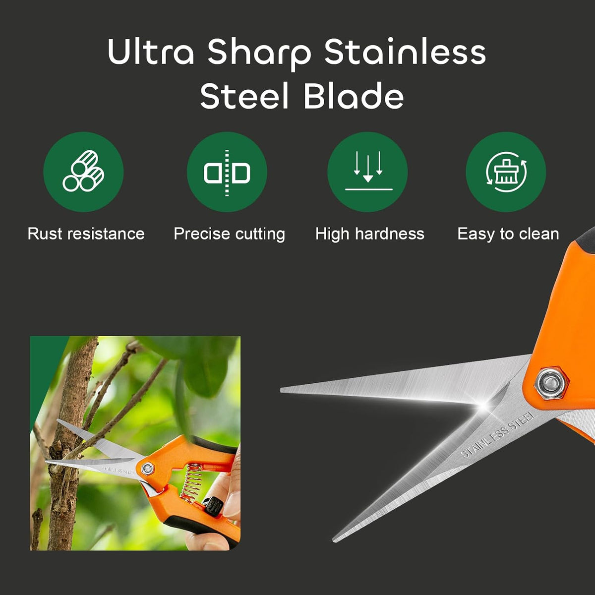 3 Packs 6.5 Inch Pruning Shears Gardening Hand Pruning Snips Gardening Scissors with Straight Stainless Steel Precision Blades