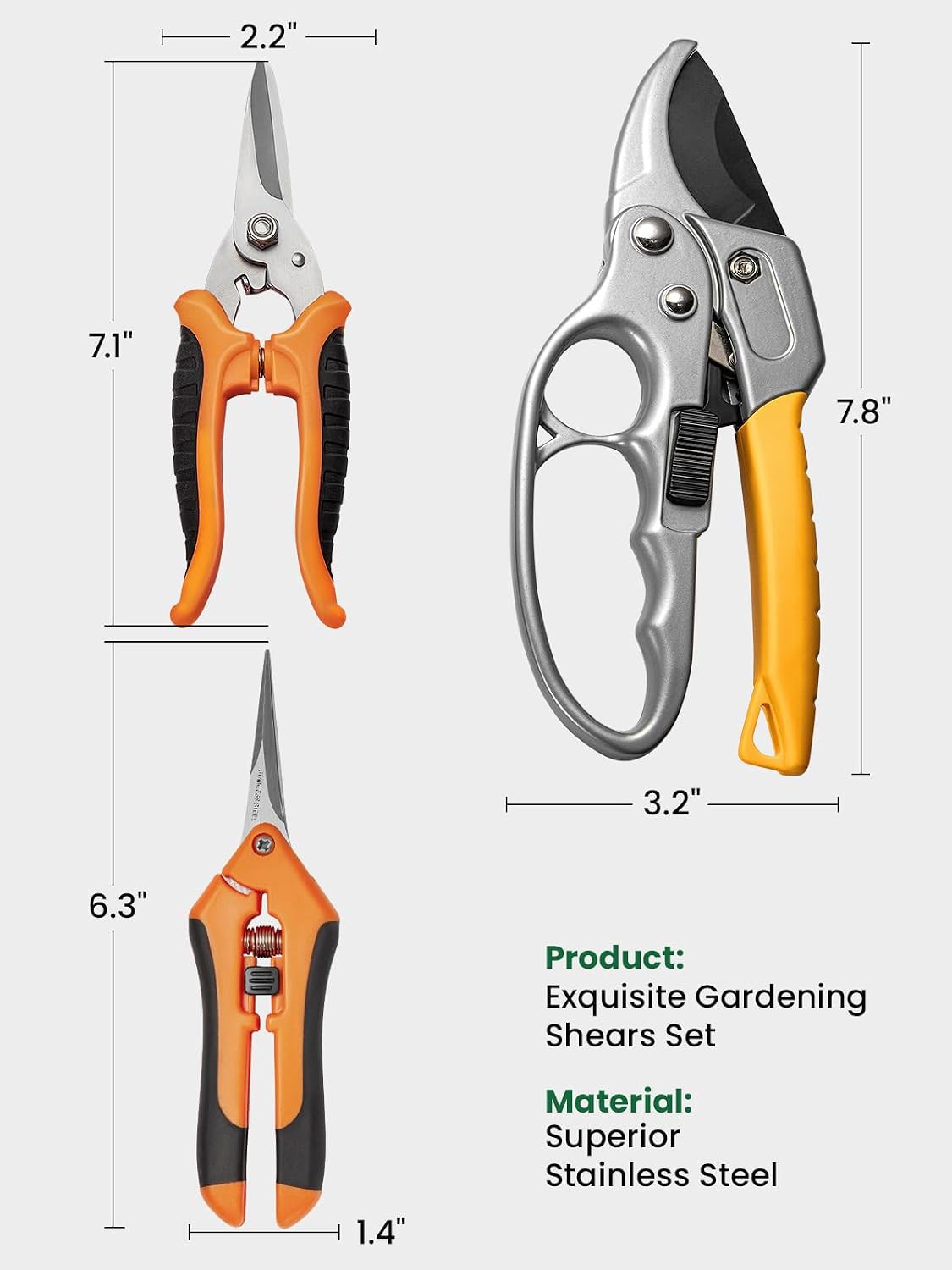 3 Packs 6.5 Inch Pruning Shears Gardening Hand Pruning Snips Gardening Scissors with Straight Stainless Steel Precision Blades
