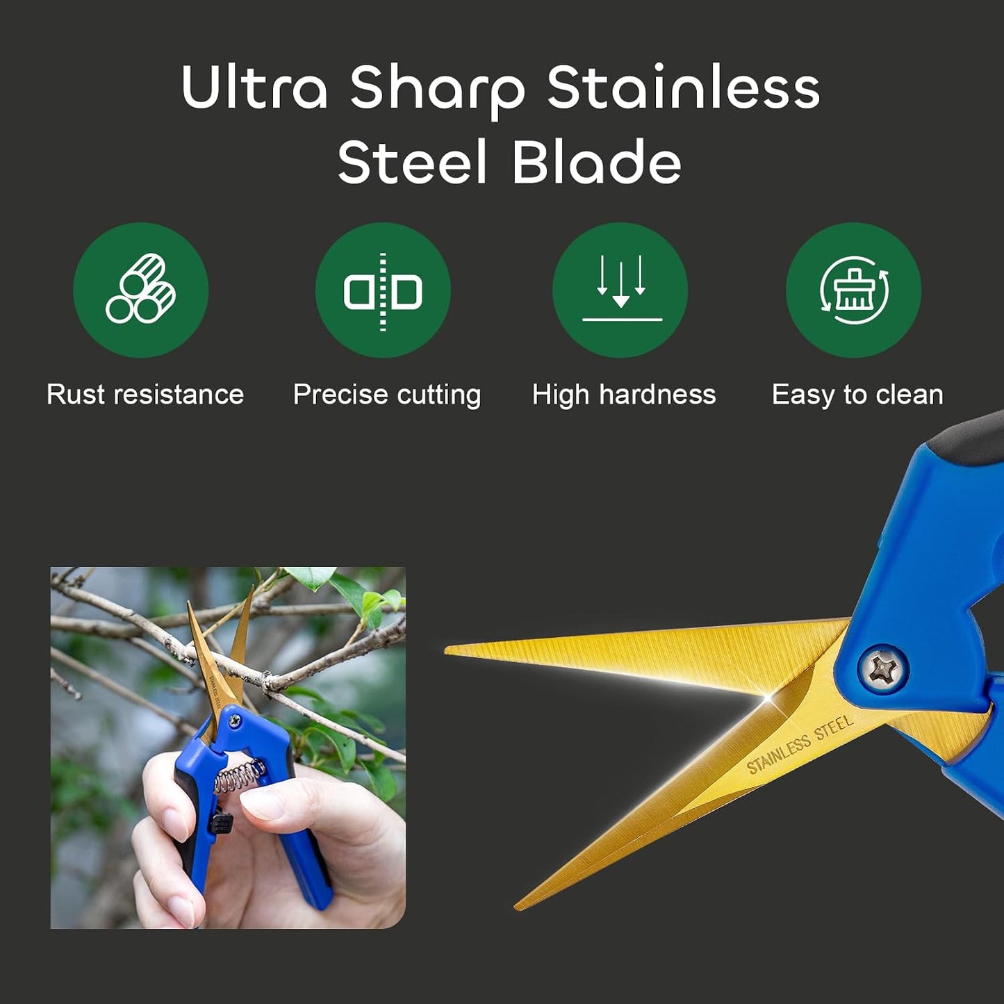 3 Packs 6.5 Inch Pruning Shears Gardening Hand Pruning Snips Gardening Scissors with Straight Stainless Steel Precision Blades