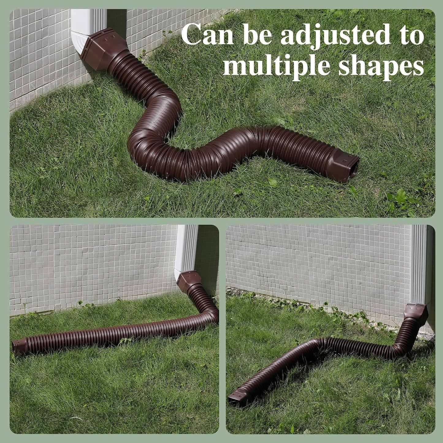 Gutterlix 2 Pack Flexible Gutter Downspout Extensions Extendable from 21" to 67", Downspout Extender Comes with Adapters, Thickened Down spout Drain Extension for Rainwater Drainage(Brown)