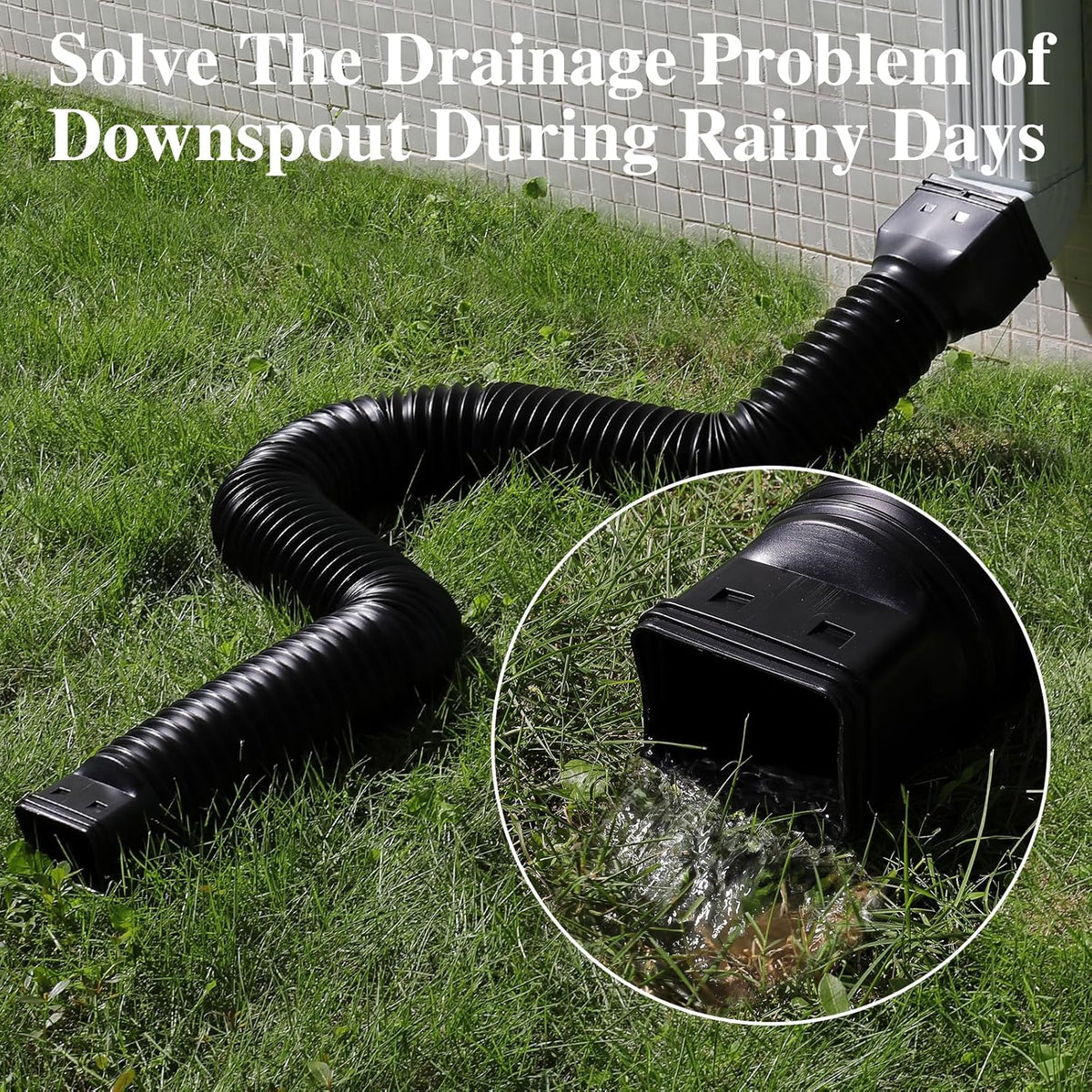 Gutterlix 2 Pack Flexible Gutter Downspout Extensions Extendable from 21" to 67", Downspout Extender Comes with Adapters, Thickened Down spout Drain Extension for Rainwater Drainage(Brown)