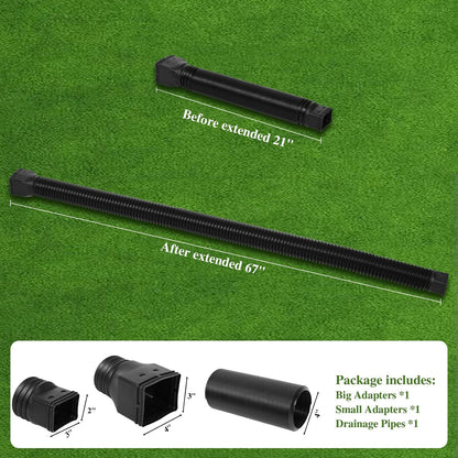 Gutterlix 2 Pack Flexible Gutter Downspout Extensions Extendable from 21" to 67", Downspout Extender Comes with Adapters, Thickened Down spout Drain Extension for Rainwater Drainage(Brown)
