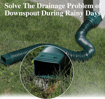 Gutterlix 2 Pack Flexible Gutter Downspout Extensions Extendable from 21" to 67", Downspout Extender Comes with Adapters, Thickened Down spout Drain Extension for Rainwater Drainage(Brown)