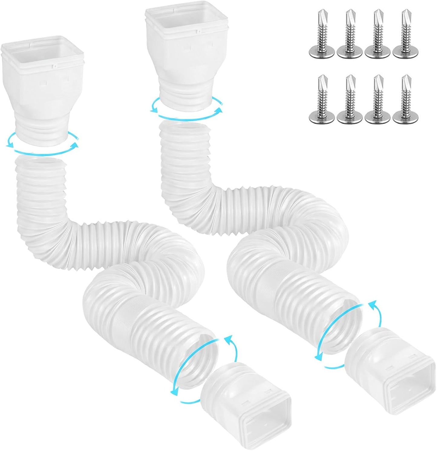 Gutterlix 2 Pack Flexible Gutter Downspout Extensions Extendable from 21" to 67", Downspout Extender Comes with Adapters, Thickened Down spout Drain Extension for Rainwater Drainage(Brown)