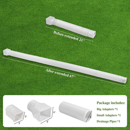 Gutterlix 2 Pack Flexible Gutter Downspout Extensions Extendable from 21" to 67", Downspout Extender Comes with Adapters, Thickened Down spout Drain Extension for Rainwater Drainage(Brown)