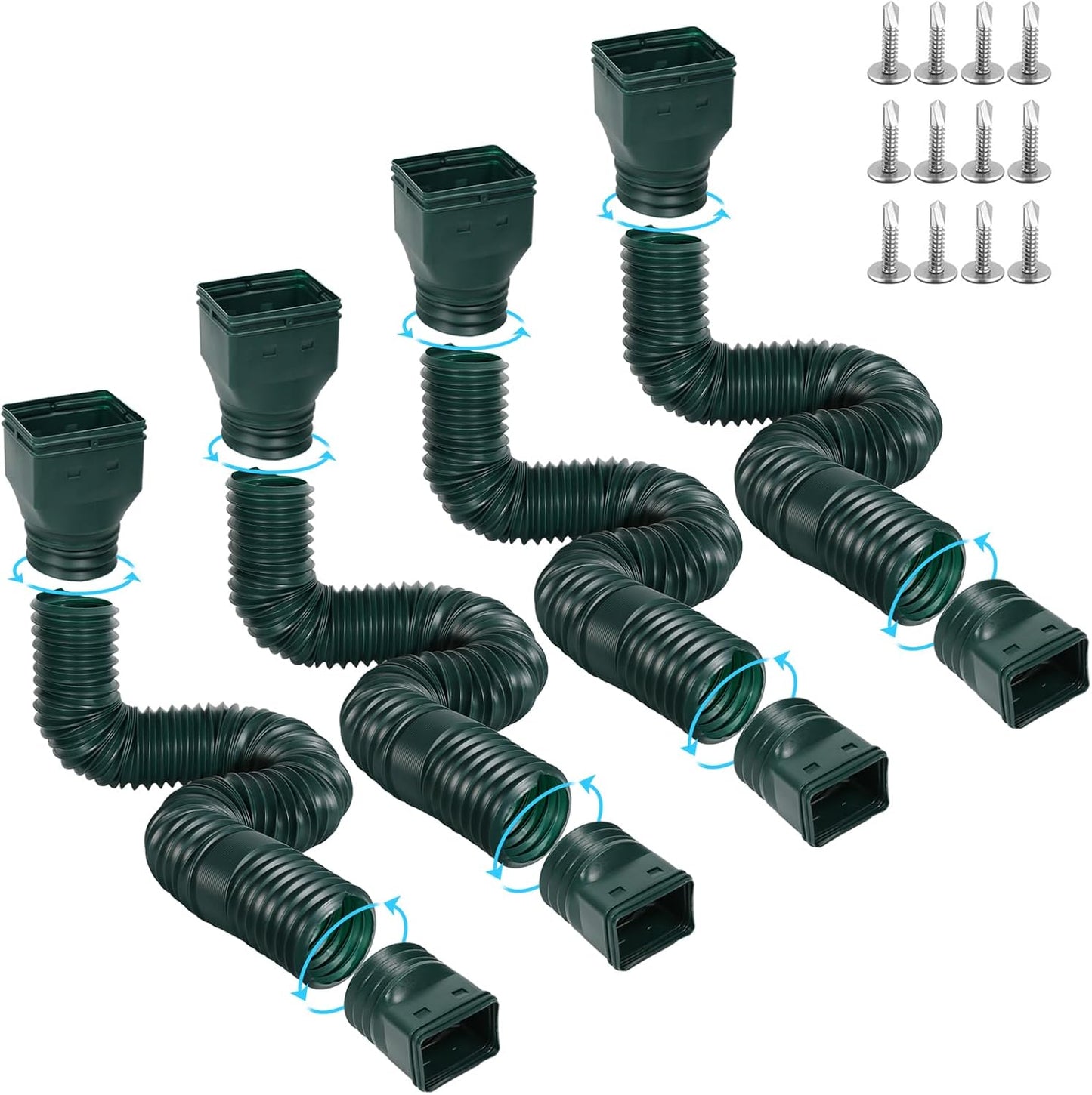 Gutterlix 2 Pack Flexible Gutter Downspout Extensions Extendable from 21" to 67", Downspout Extender Comes with Adapters, Thickened Down spout Drain Extension for Rainwater Drainage(Brown)