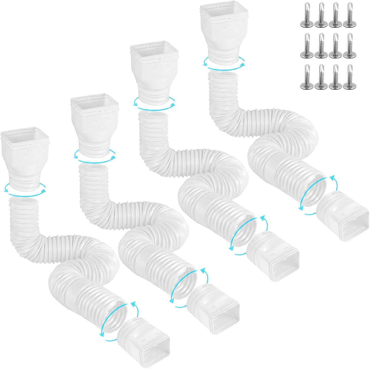 Gutterlix 2 Pack Flexible Gutter Downspout Extensions Extendable from 21" to 67", Downspout Extender Comes with Adapters, Thickened Down spout Drain Extension for Rainwater Drainage(Brown)