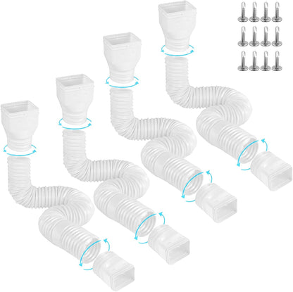 Gutterlix 2 Pack Flexible Gutter Downspout Extensions Extendable from 21" to 67", Downspout Extender Comes with Adapters, Thickened Down spout Drain Extension for Rainwater Drainage(Brown)