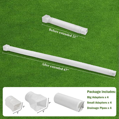 Gutterlix 2 Pack Flexible Gutter Downspout Extensions Extendable from 21" to 67", Downspout Extender Comes with Adapters, Thickened Down spout Drain Extension for Rainwater Drainage(Brown)