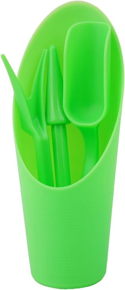 Garden Tool Set with Transplanter Scoop Bucket Shovel and Hole Punch for Succulent and Greenhouse Planting Four Piece Plastic Kit for Transplanting and Potting Tasks(Green)