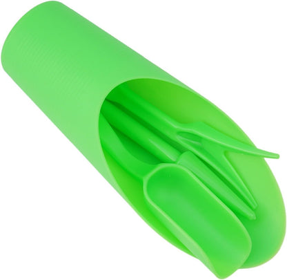 Garden Tool Set with Transplanter Scoop Bucket Shovel and Hole Punch for Succulent and Greenhouse Planting Four Piece Plastic Kit for Transplanting and Potting Tasks(Green)