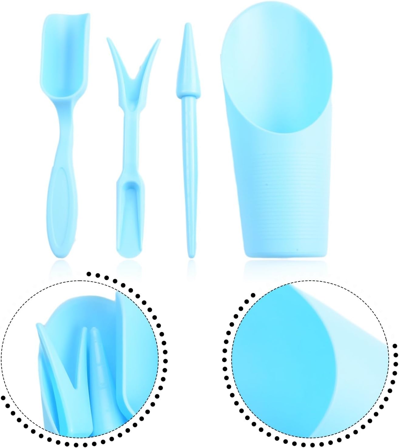 Garden Tool Set with Transplanter Scoop Bucket Shovel and Hole Punch for Succulent and Greenhouse Planting Four Piece Plastic Kit for Transplanting and Potting Tasks(Green)