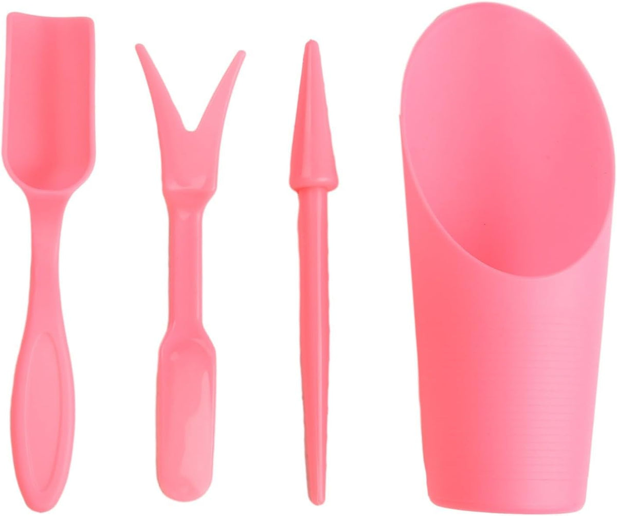 Garden Tool Set with Transplanter Scoop Bucket Shovel and Hole Punch for Succulent and Greenhouse Planting Four Piece Plastic Kit for Transplanting and Potting Tasks(Green)