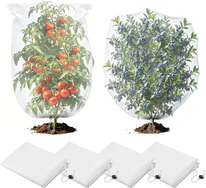 6pcs 2.6ft x 3.3ft Insect Bird Netting for Garden - Ultra-Fine Blueberry Bush Netting Cover with Drawstring for Garden Protection Flower Tomato, Plant Protectors from Animals