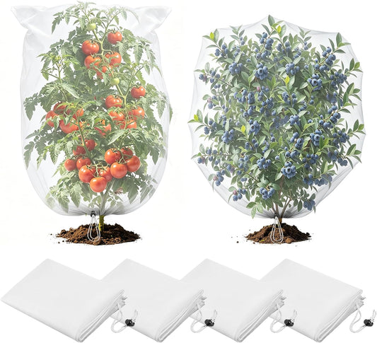 6pcs 2.6ft x 3.3ft Insect Bird Netting for Garden - Ultra-Fine Blueberry Bush Netting Cover with Drawstring for Garden Protection Flower Tomato, Plant Protectors from Animals