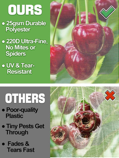 6pcs 2.6ft x 3.3ft Insect Bird Netting for Garden - Ultra-Fine Blueberry Bush Netting Cover with Drawstring for Garden Protection Flower Tomato, Plant Protectors from Animals