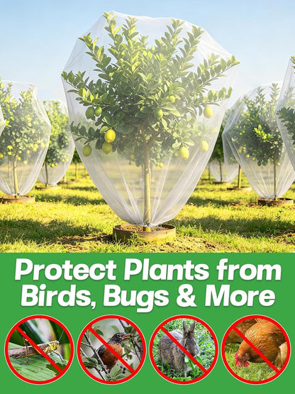 6pcs 2.6ft x 3.3ft Insect Bird Netting for Garden - Ultra-Fine Blueberry Bush Netting Cover with Drawstring for Garden Protection Flower Tomato, Plant Protectors from Animals