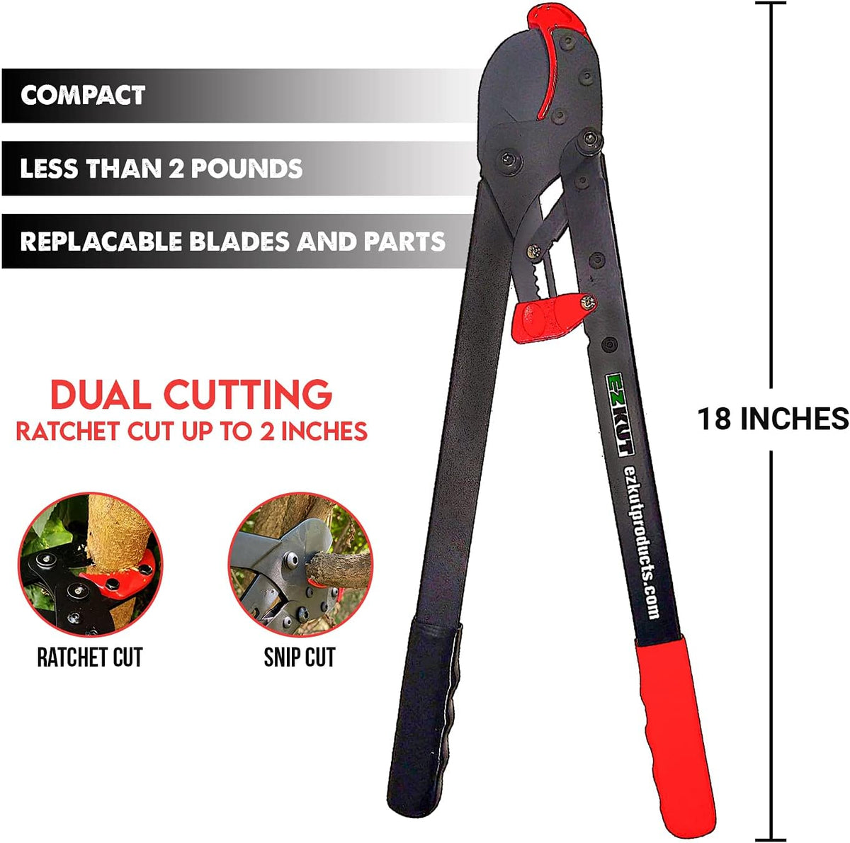 BranchCutter Anvil Loppers. Ratcheting Tree Cutter - Sub Compact Lightweight Packable Loppers best Tree Branch Cutter - Yard Tools Since 1988