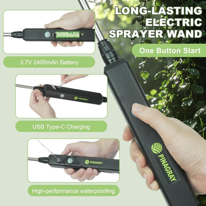 22.1'' Electric Sprayer Wand, Adjustable Nozzle Telescopic Design with 16.4FT Hose, Rechargeable Battery ensure Long Runtime, Lightweight Cordless Wand for Weed Control & Plant Watering
