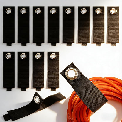 12 Pack Heavy Duty Storage Straps, 13 Inch Extension Cord Holders & Cable Organizer with Rust-Resistant Grommet, Heavy Duty Cable Straps for Garage, Camping, RV, Home Organization