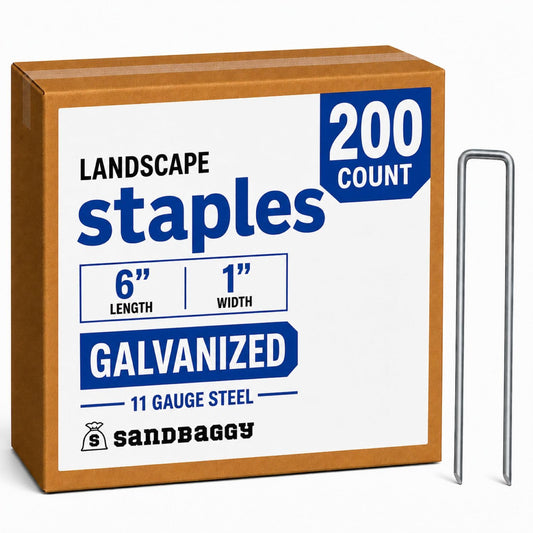 200-Count Rust-Free 6-Inch Landscape Staples (11 Gauge Steel) - Galvanized SOD Garden Stakes Pin ~ Trusted by Farmers & Contractors Across the USA
