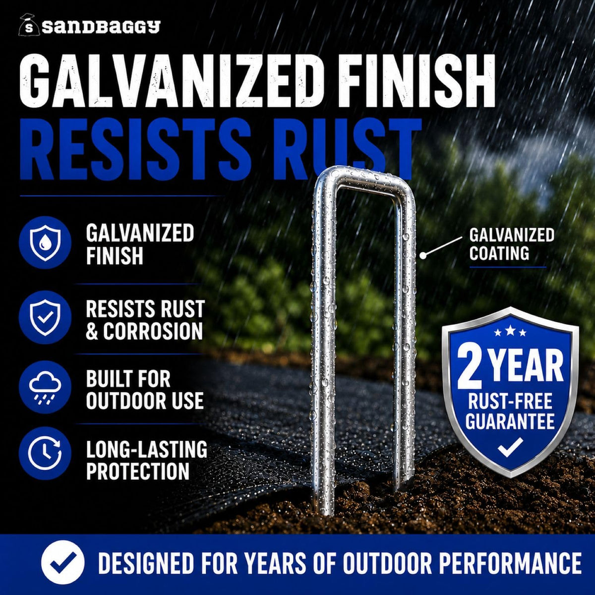 200-Count Rust-Free 6-Inch Landscape Staples (11 Gauge Steel) - Galvanized SOD Garden Stakes Pin ~ Trusted by Farmers & Contractors Across the USA