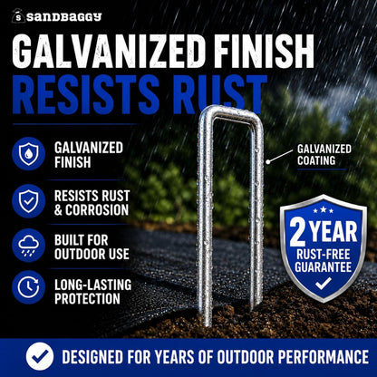 200-Count Rust-Free 6-Inch Landscape Staples (11 Gauge Steel) - Galvanized SOD Garden Stakes Pin ~ Trusted by Farmers & Contractors Across the USA