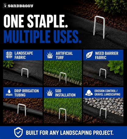 200-Count Rust-Free 6-Inch Landscape Staples (11 Gauge Steel) - Galvanized SOD Garden Stakes Pin ~ Trusted by Farmers & Contractors Across the USA