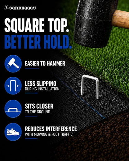 200-Count Rust-Free 6-Inch Landscape Staples (11 Gauge Steel) - Galvanized SOD Garden Stakes Pin ~ Trusted by Farmers & Contractors Across the USA