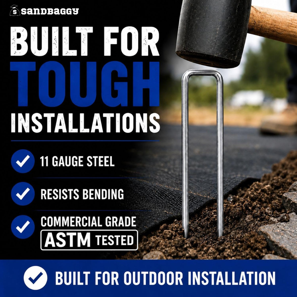 200-Count Rust-Free 6-Inch Landscape Staples (11 Gauge Steel) - Galvanized SOD Garden Stakes Pin ~ Trusted by Farmers & Contractors Across the USA