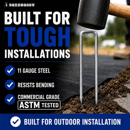 200-Count Rust-Free 6-Inch Landscape Staples (11 Gauge Steel) - Galvanized SOD Garden Stakes Pin ~ Trusted by Farmers & Contractors Across the USA