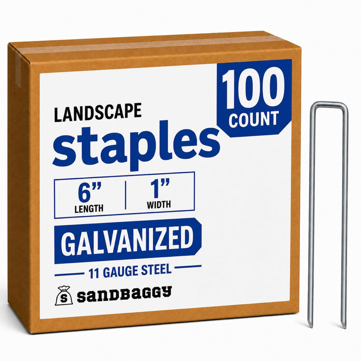 200-Count Rust-Free 6-Inch Landscape Staples (11 Gauge Steel) - Galvanized SOD Garden Stakes Pin ~ Trusted by Farmers & Contractors Across the USA