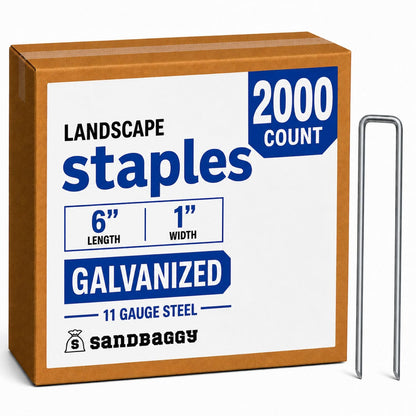 200-Count Rust-Free 6-Inch Landscape Staples (11 Gauge Steel) - Galvanized SOD Garden Stakes Pin ~ Trusted by Farmers & Contractors Across the USA