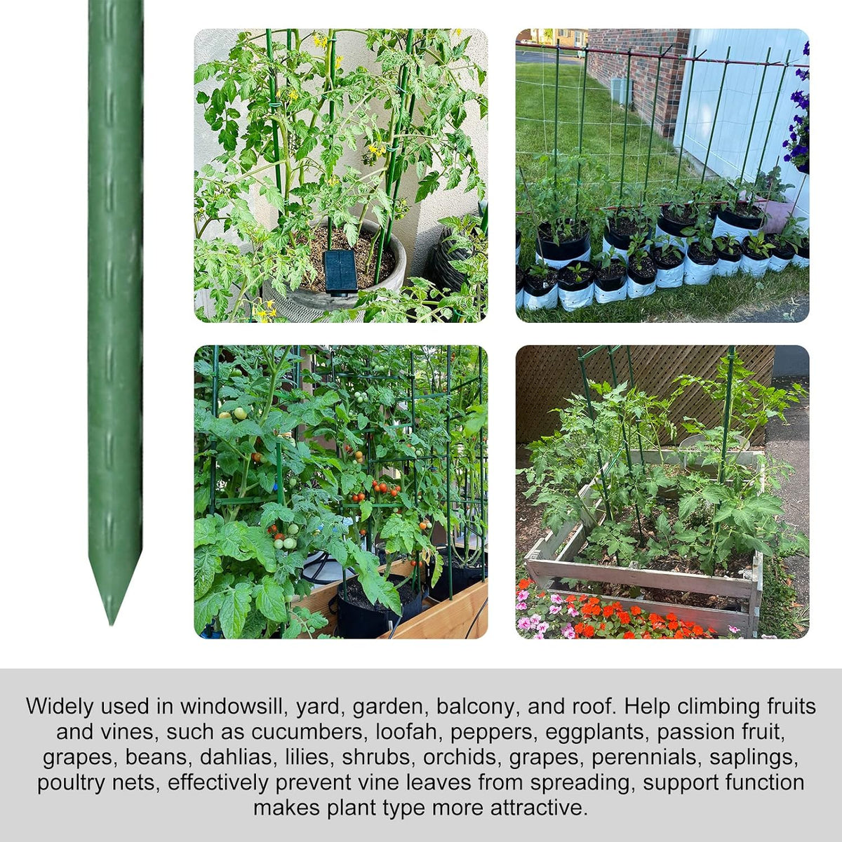Garden Stakes, 57 Inch (Approx 5Ft) Steel Plant Tomato Stakes, 25 Pack