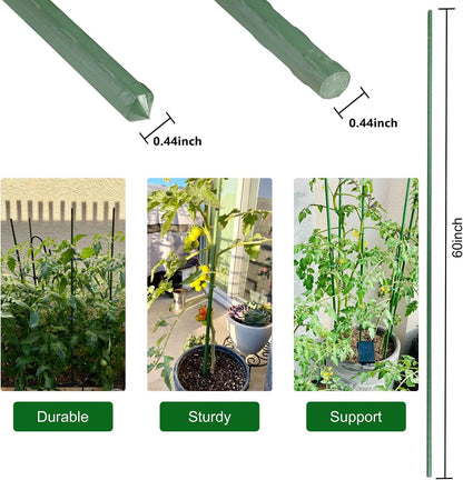 Garden Stakes, 57 Inch (Approx 5Ft) Steel Plant Tomato Stakes, 25 Pack