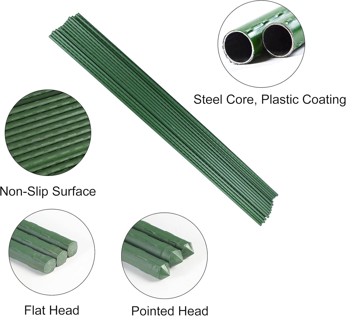 Garden Stakes, 57 Inch (Approx 5Ft) Steel Plant Tomato Stakes, 25 Pack
