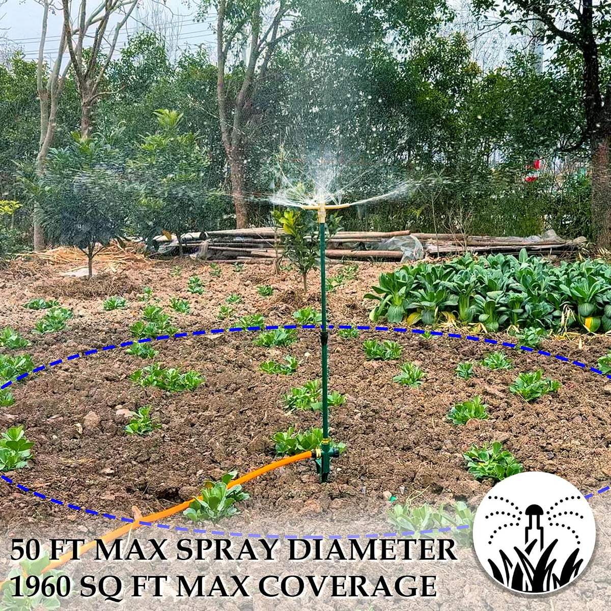 2 Pack 3-Arm Garden Sprinkler, 360 Degree Rotation Garden Water Sprinklers, High-Rise Lawn Sprinkler, Lawn Watering Irrigation System